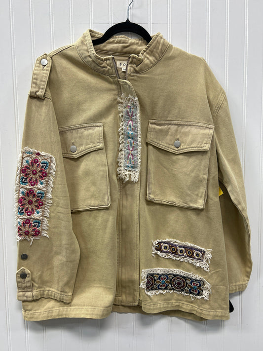 Jacket Denim By Pol In Tan Denim, Size:M