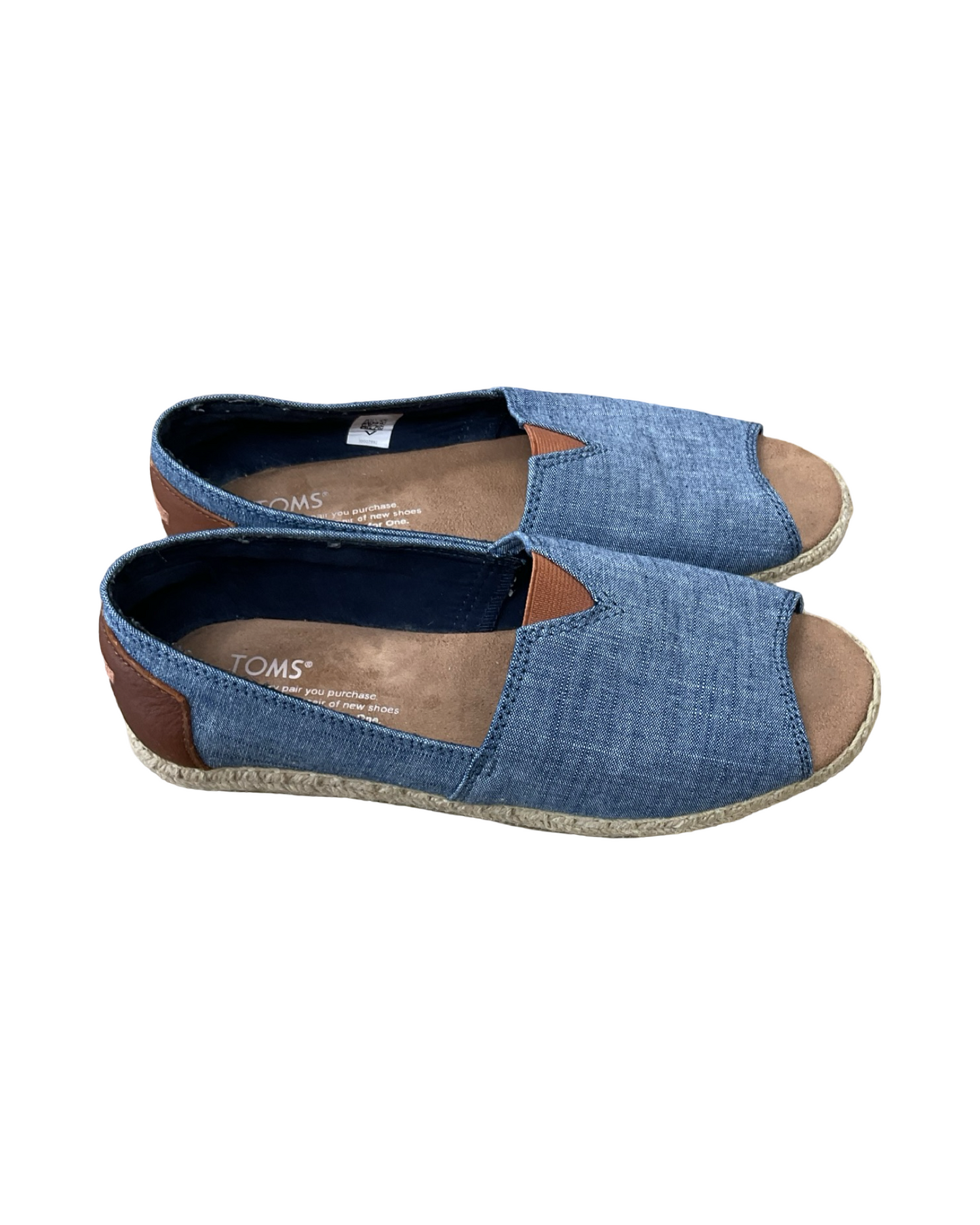Shoes Flats By Toms In Blue & Tan, Size:6.5