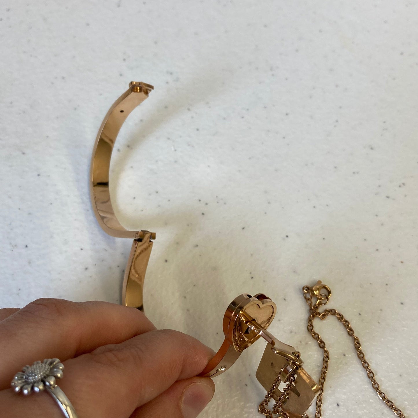 Necklace Charm In Rose Gold, Size:02 Piece Set