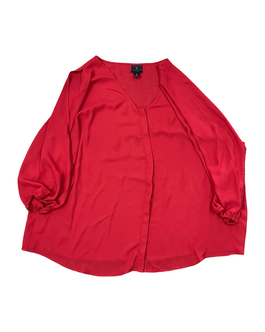 Top 3/4 Sleeve By Worthington In Red, Size:1X