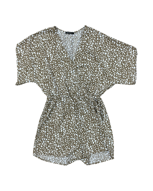 Romper By Clothes Mentor In Tan & White, Size:M