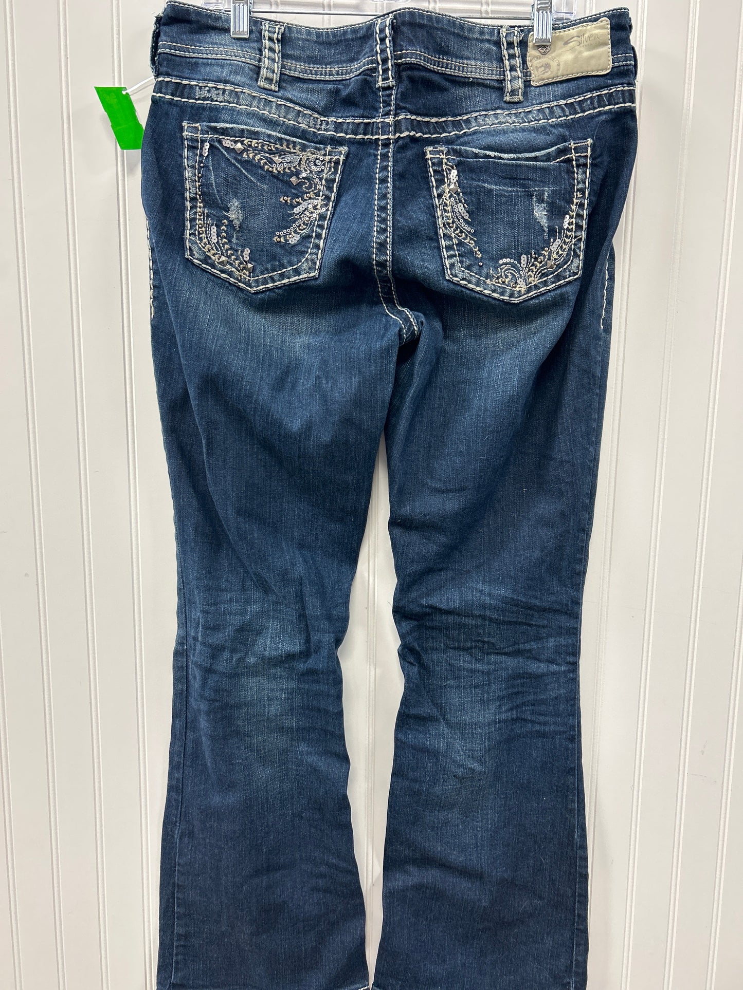 Jeans Boot Cut By Silver In Blue Denim, Size:14