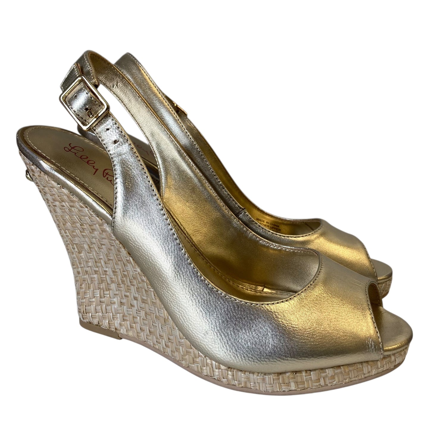 Sandals Designer By Lilly Pulitzer In Gold, Size:7.5