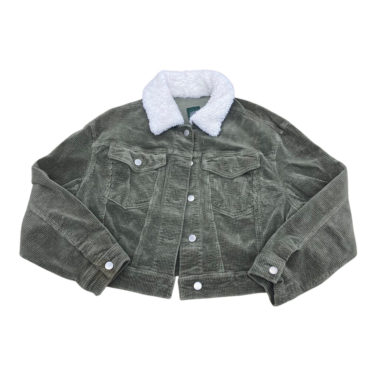 Jacket Faux Fur & Sherpa By Wild Fable In Green, Size:1X