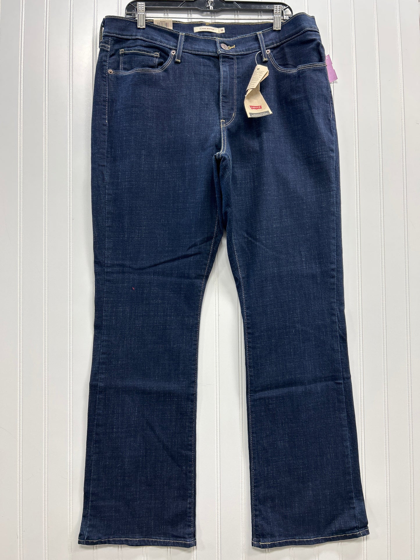 Jeans Boot Cut By Levis Signature In Blue Denim, Size:16