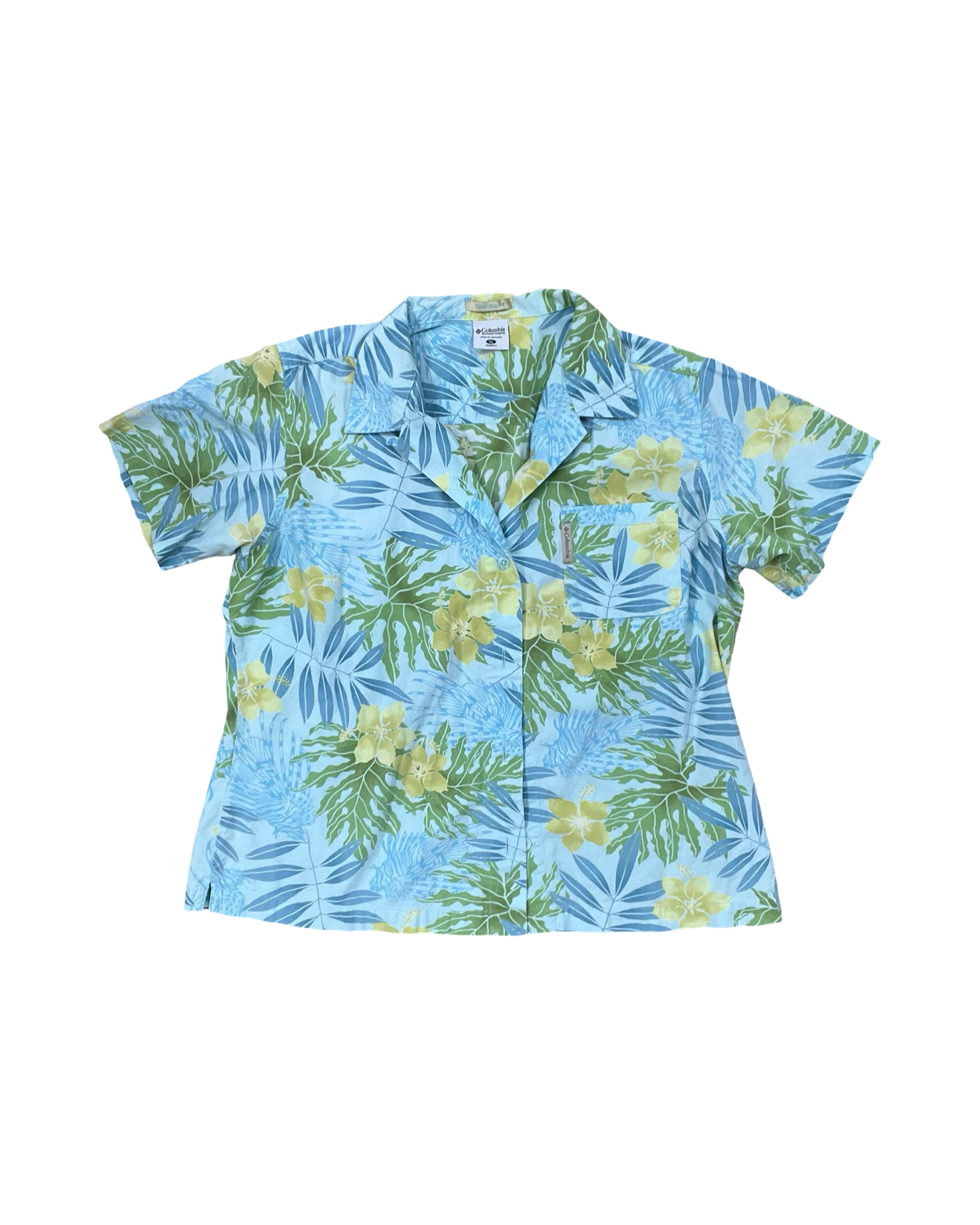 Blouse Ss By Columbia In Blue & Green, Size:Xl