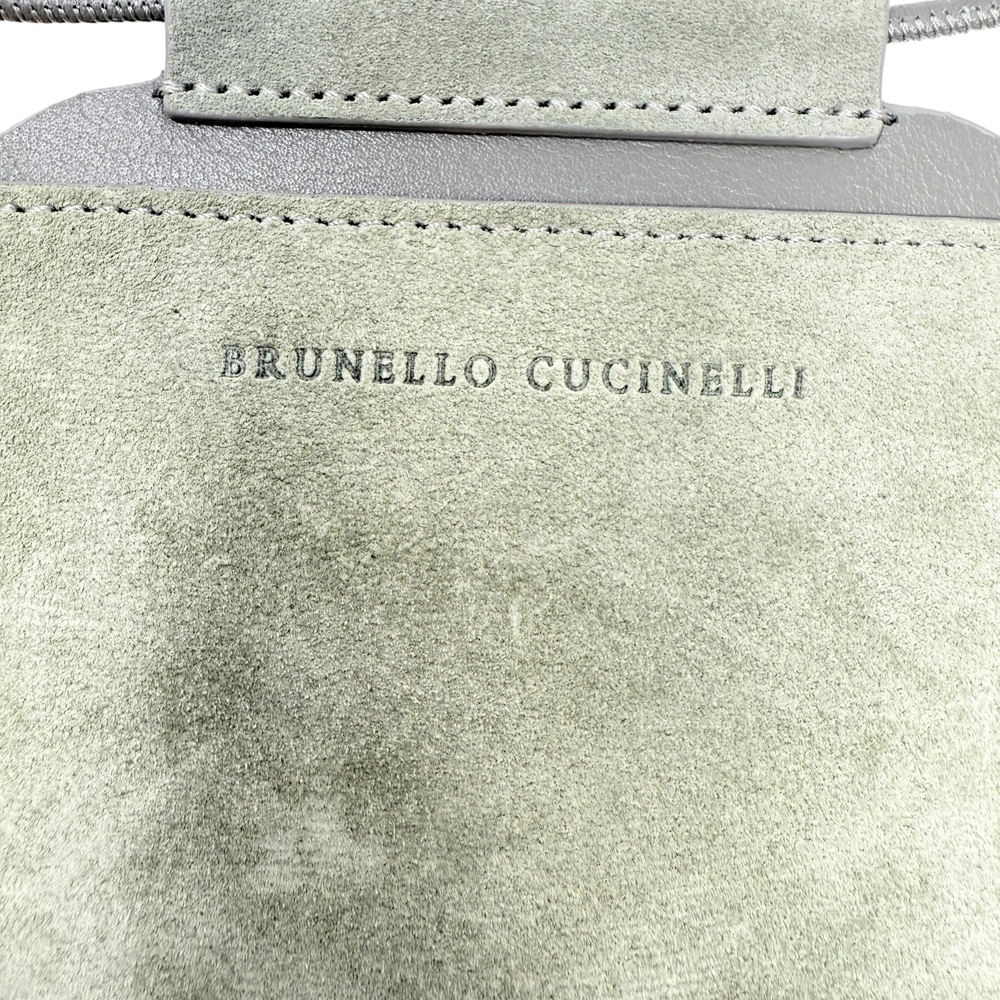 Suede Phone Crossbody Designer By Brunello Cucinelli, Size: Small