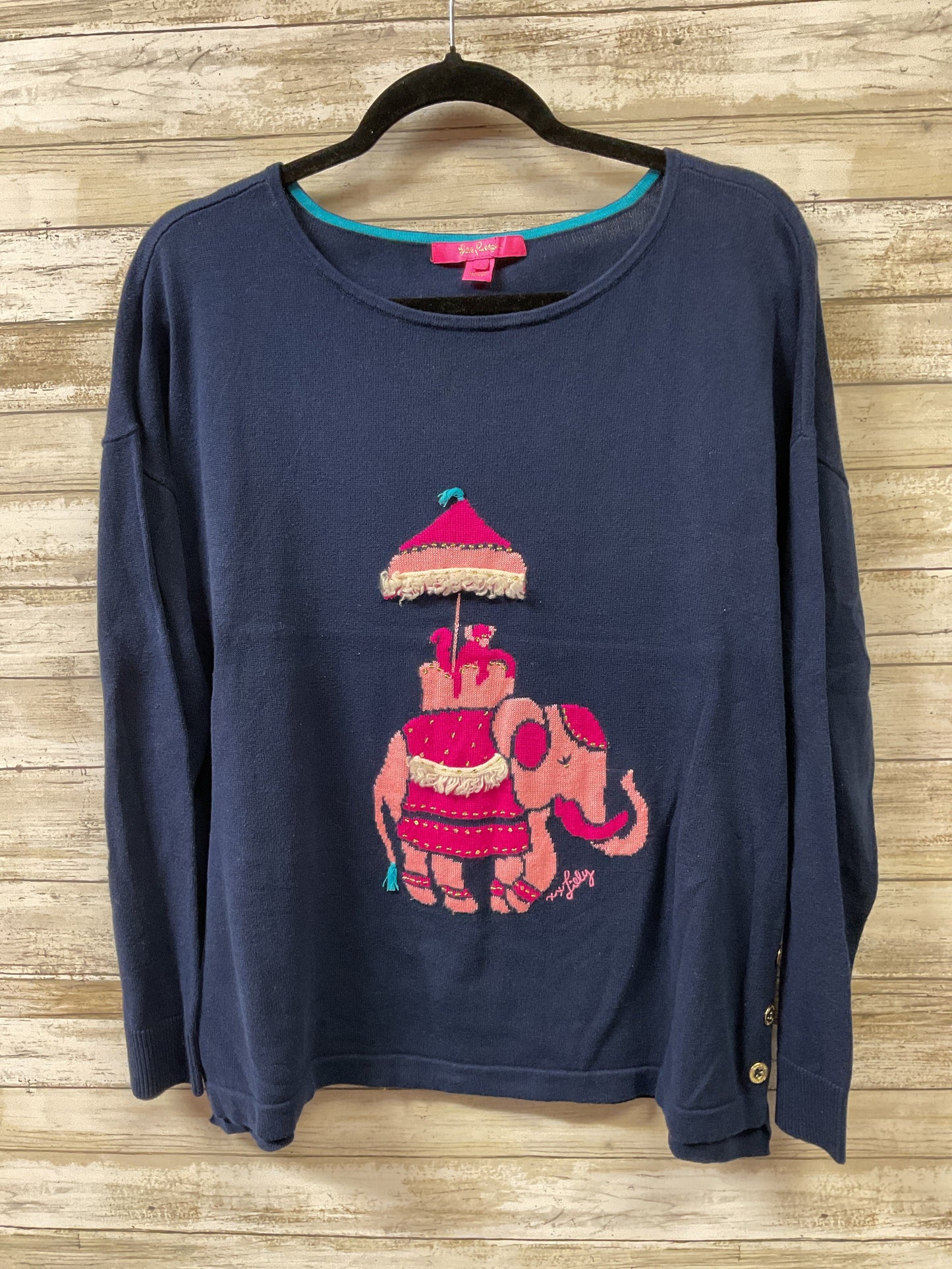 Sweater Designer By Lilly Pulitzer In Blue & Pink, Size:L