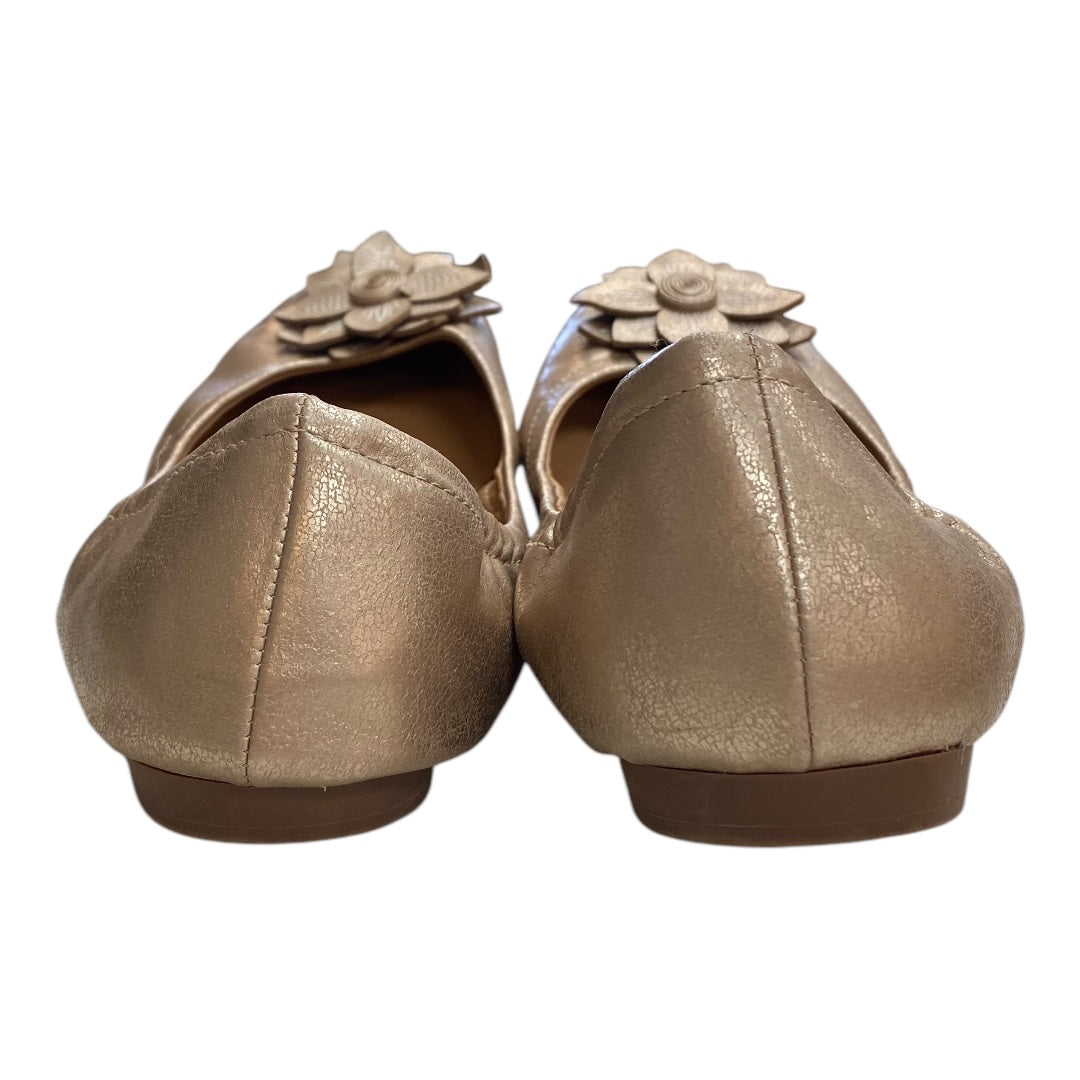 Shoes Flats By Mootsies Tootsies In Gold, Size:10