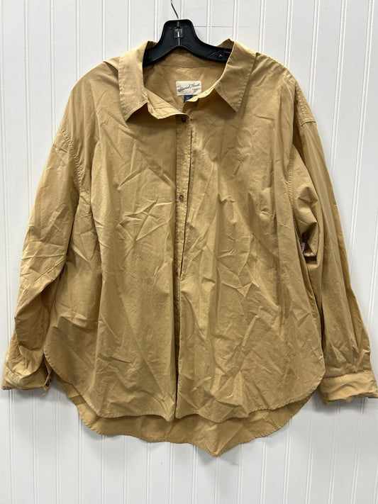 Blouse Ls By Universal Thread In Tan, Size:1X
