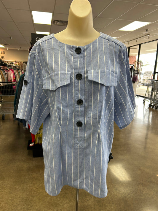 Top Ss By Clothes Mentor In Blue & White, Size:M