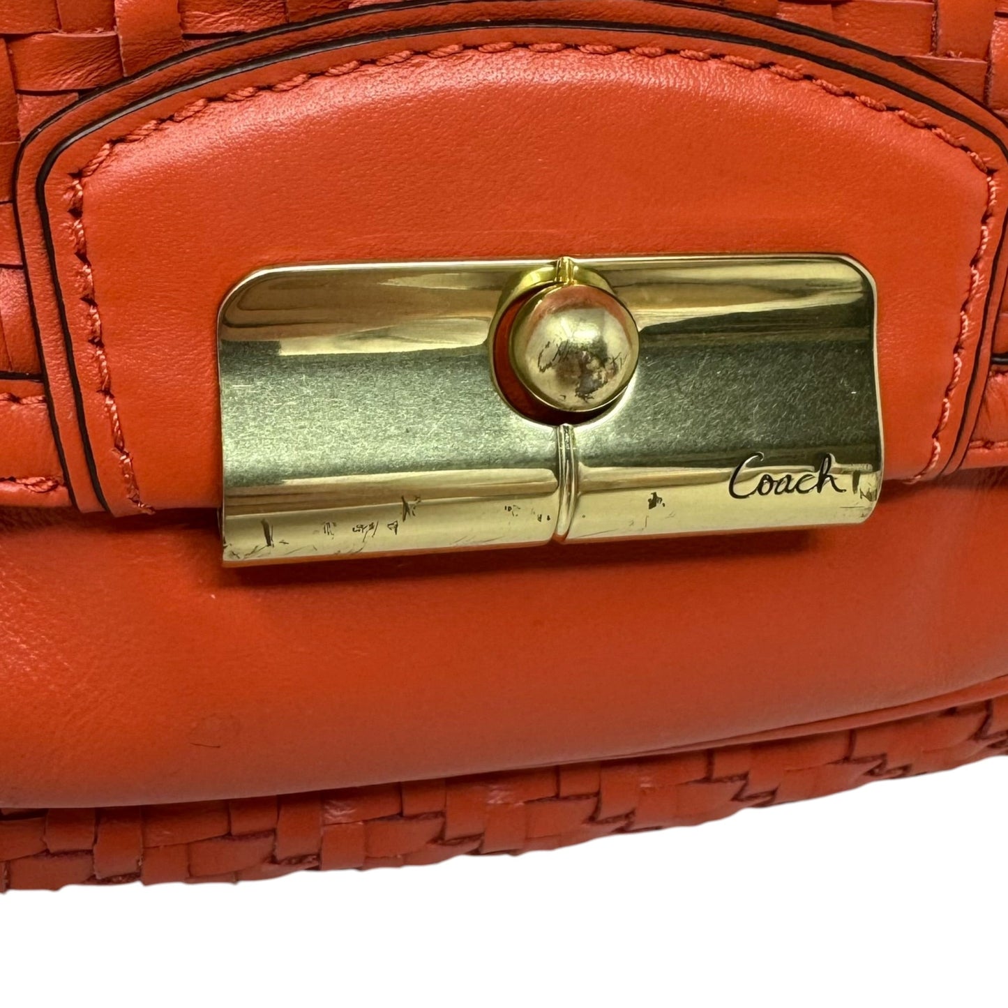 Kristin Woven Satchel Handbag Designer By Coach, Size: Large