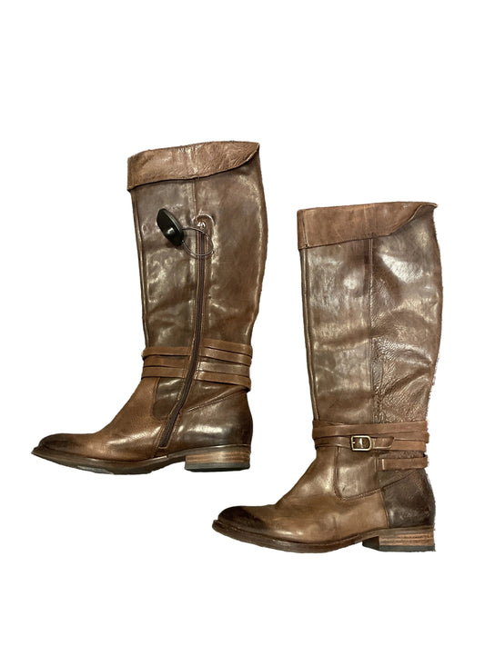 Boots Mid-Calf Flats By Saks Fifth Avenue In Brown, Size:7