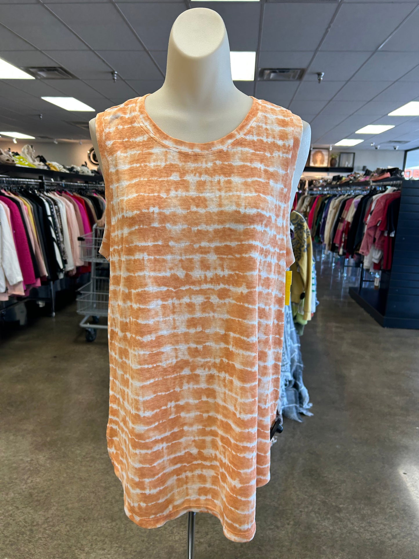 Athletic Tank Top By Athleta In Orange & White, Size:L