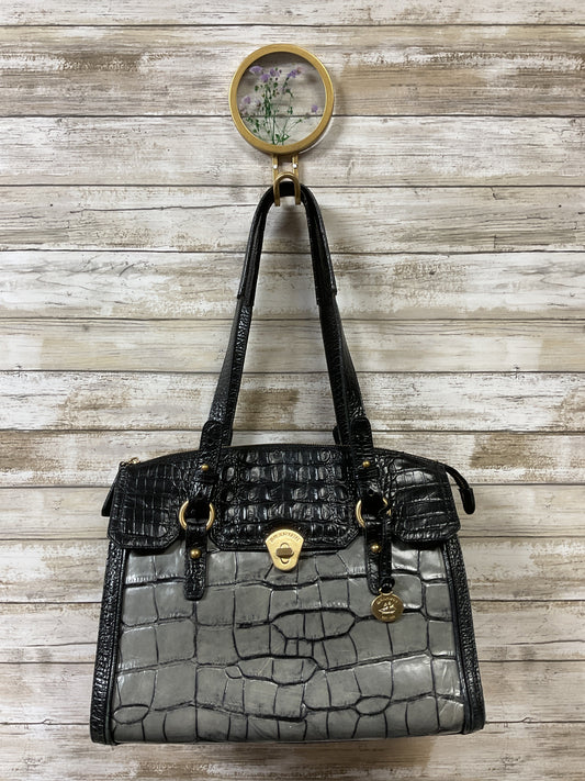 Handbag Designer By Brahmin In Black & Grey, Size:Medium