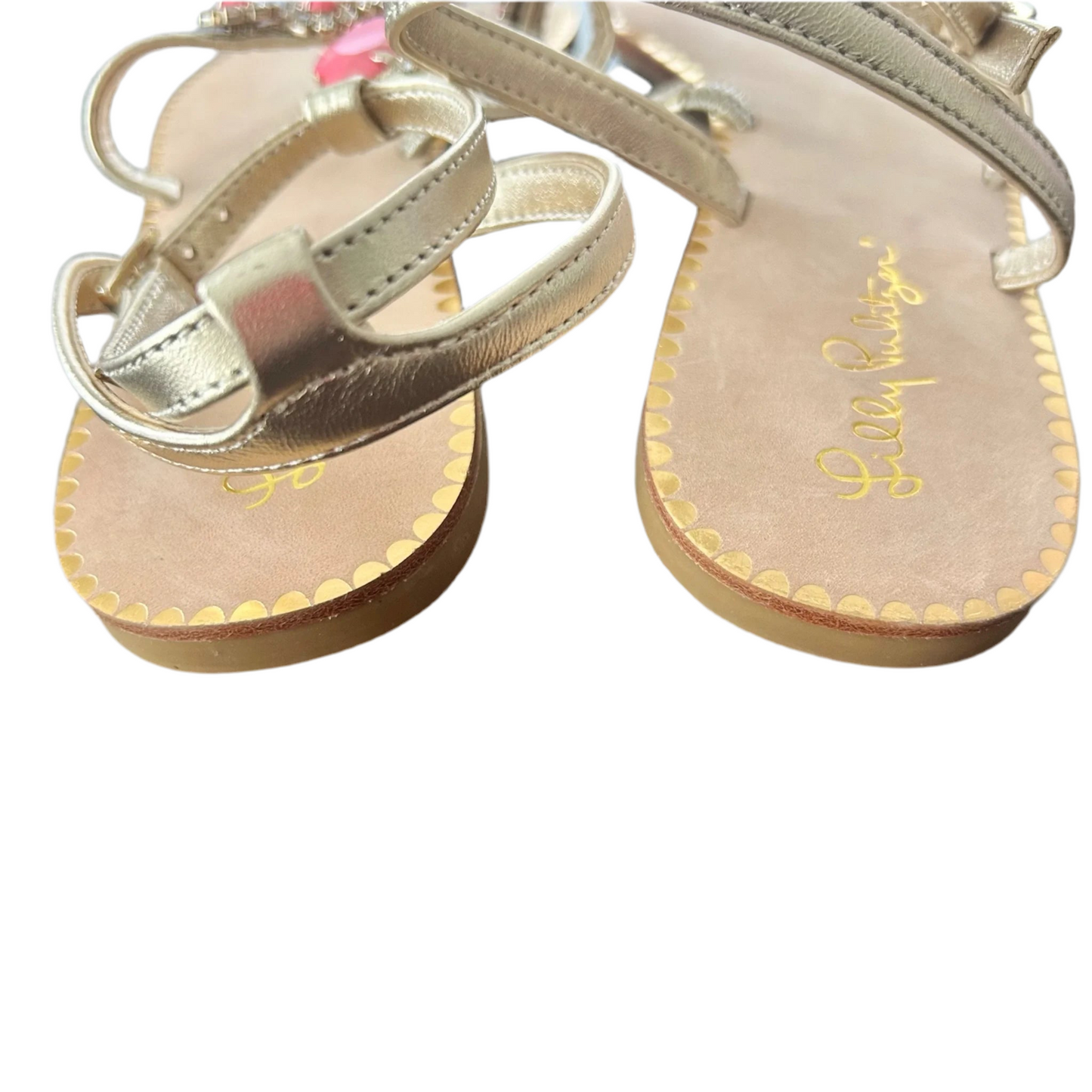 Sandals Designer By Lilly Pulitzer In Gold & Pink, Size: 6