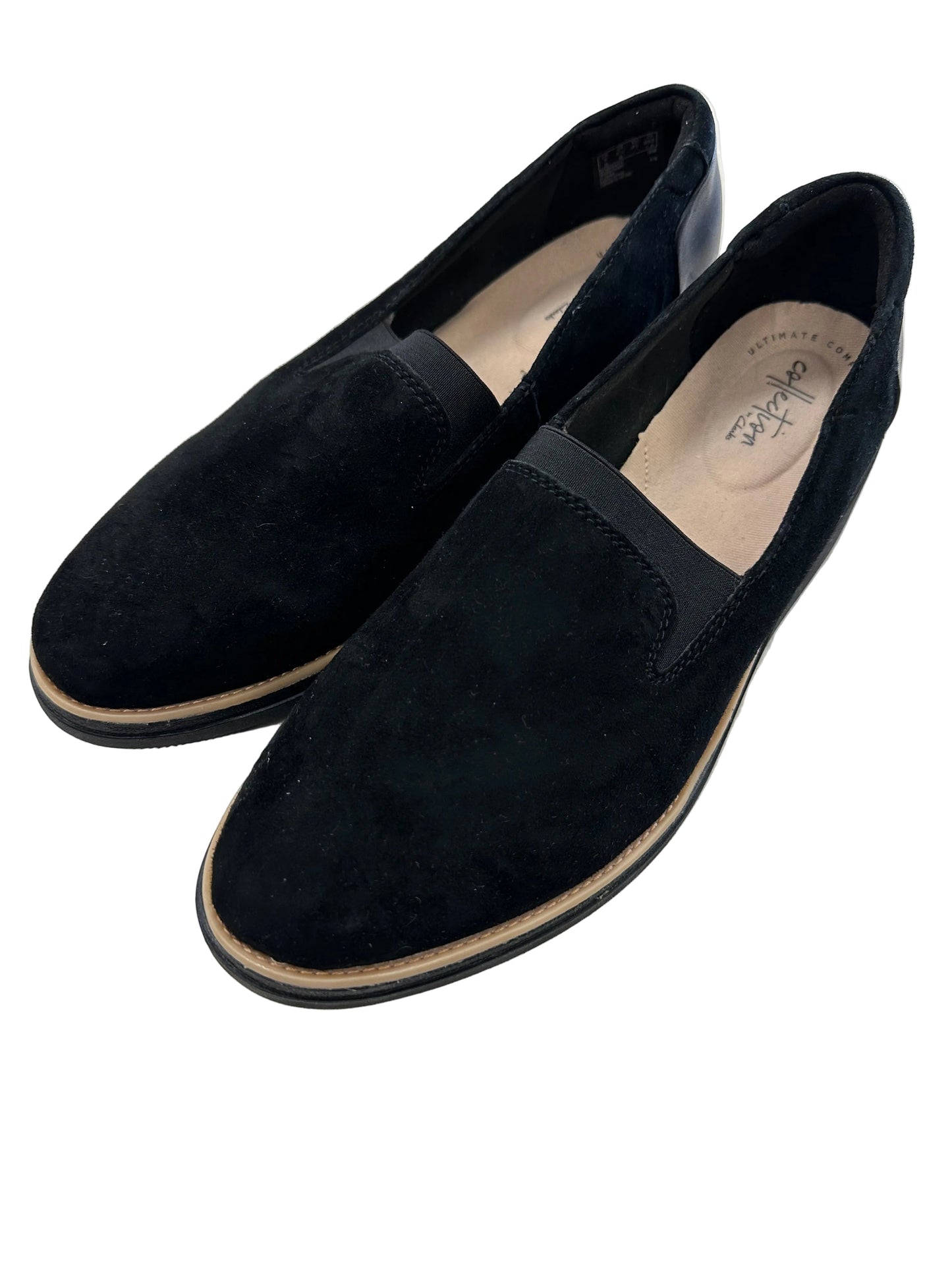 Shoes Flats By Clarks In Black, Size:9.5