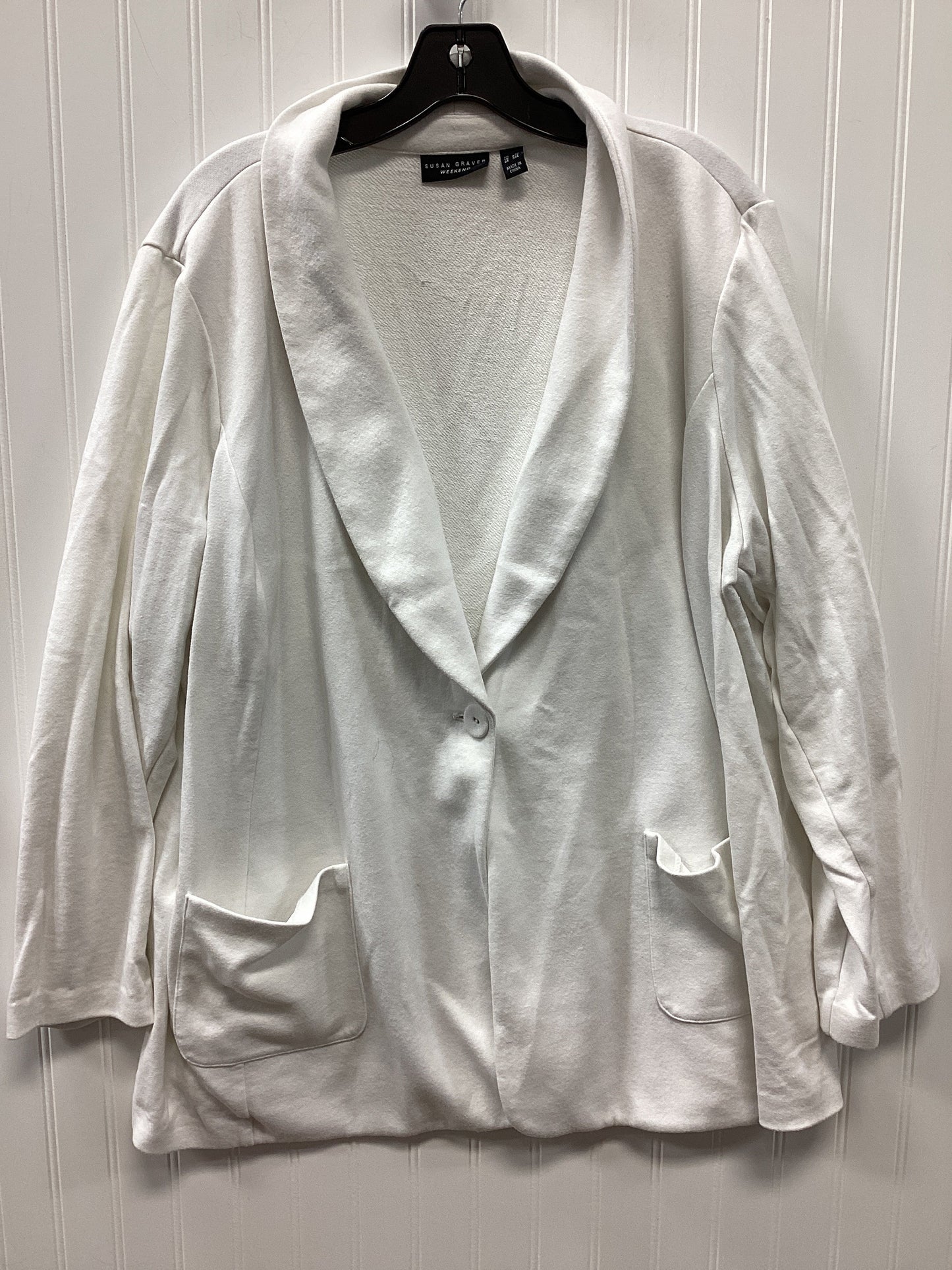 Top Ls By Susan Graver In White, Size:3X