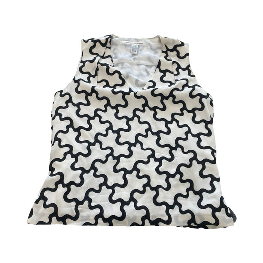 Top Sleeveless Designer By Diane Von Furstenberg In Black & Cream, Size:4