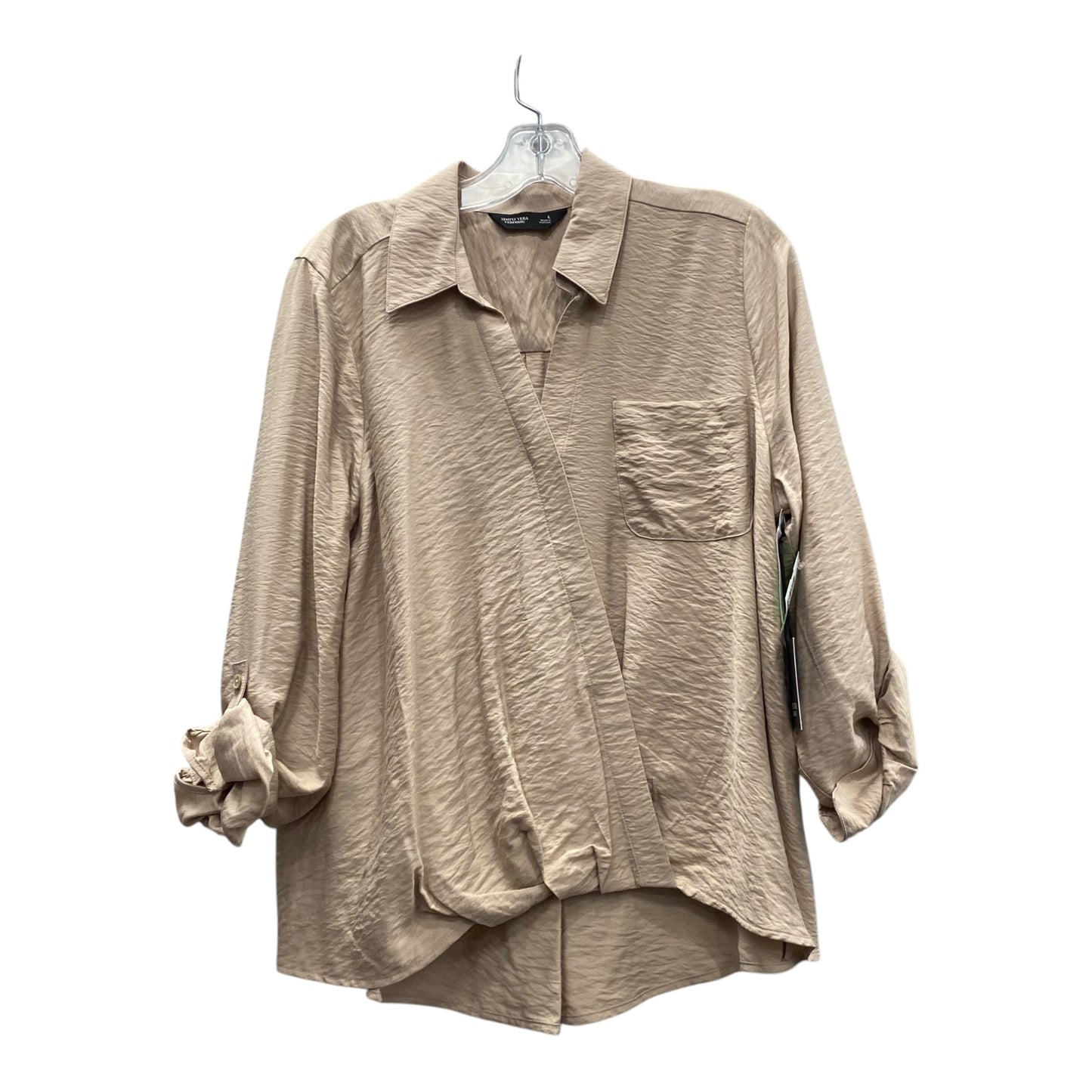 Top Ls By Simply Vera In Beige, Size:L