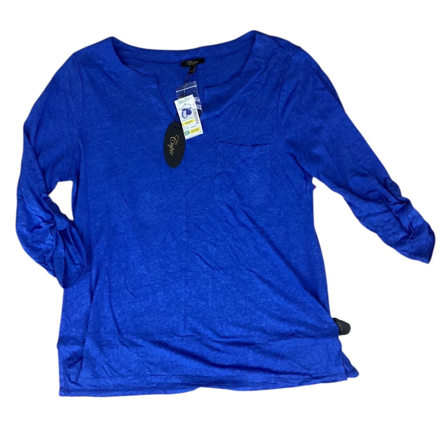 Top 3/4 Sleeve By Cupio In Blue, Size:L