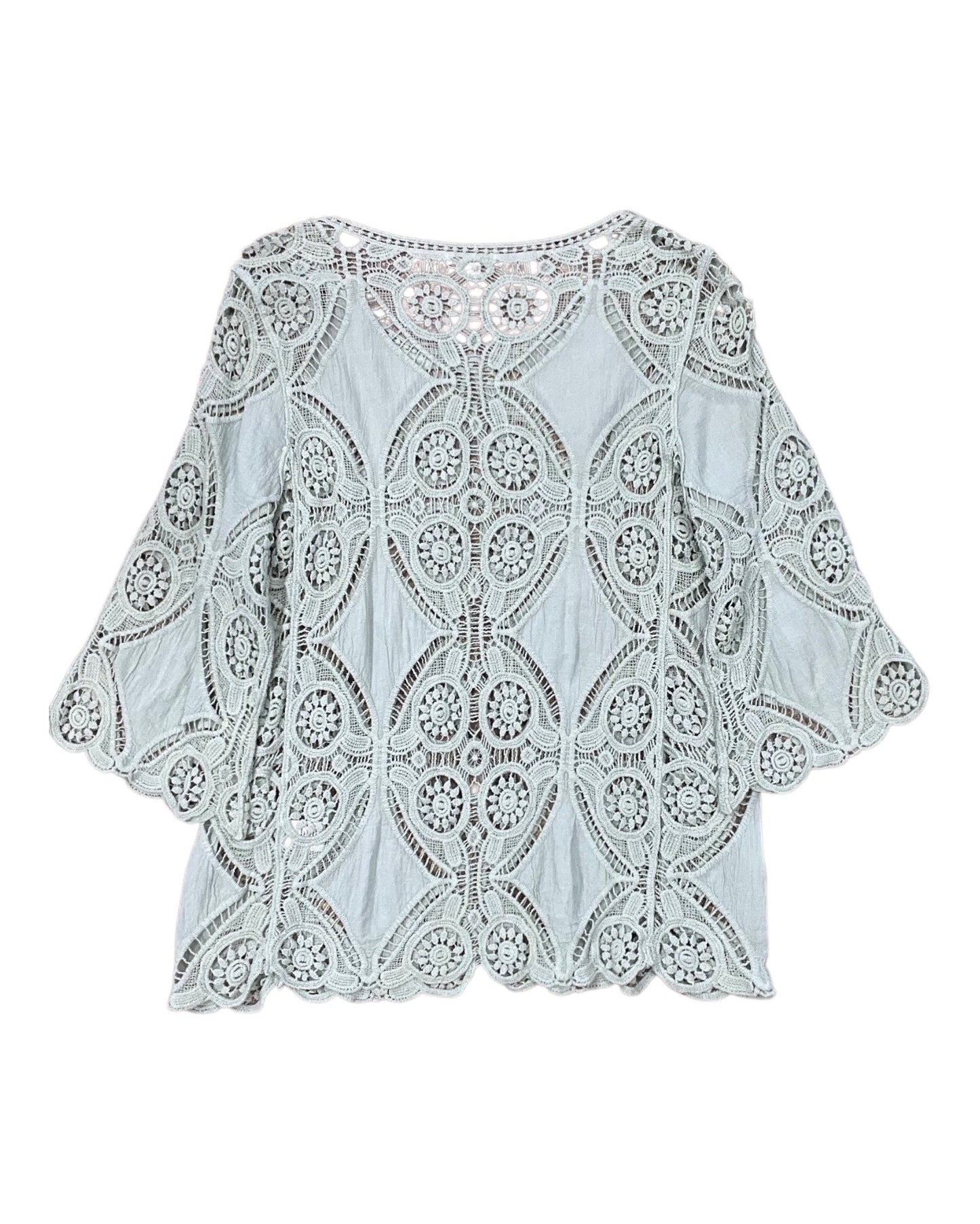 Top 3/4 Sleeve By Ultra Pink In Green, Size:L
