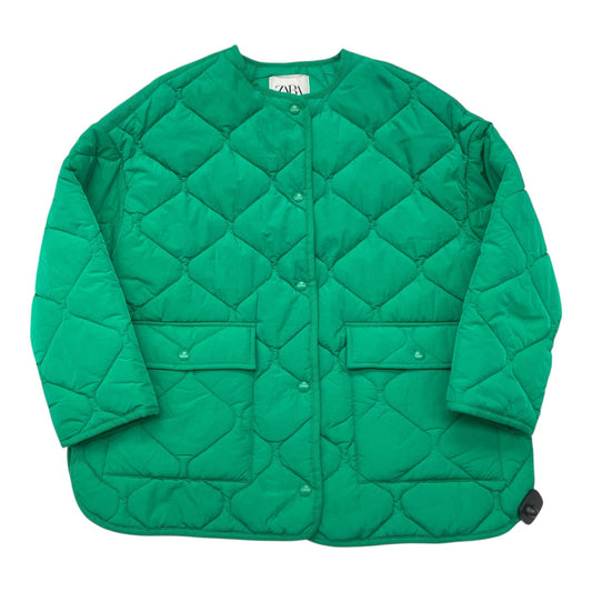 Jacket Puffer & Quilted By Zara In Green, Size:M