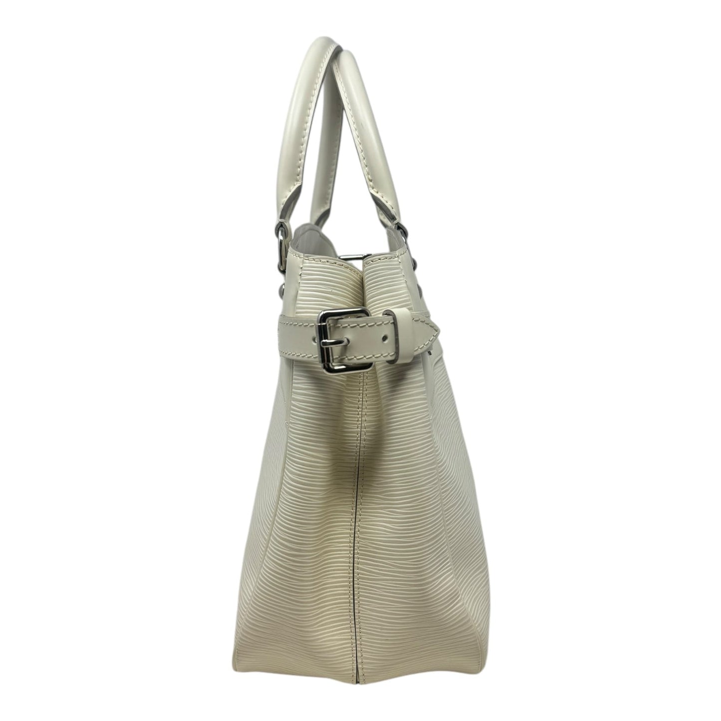 Epi Passy Ivory Leather Shoulder Handbag Luxury Designer By Louis Vuitton, Size: Medium