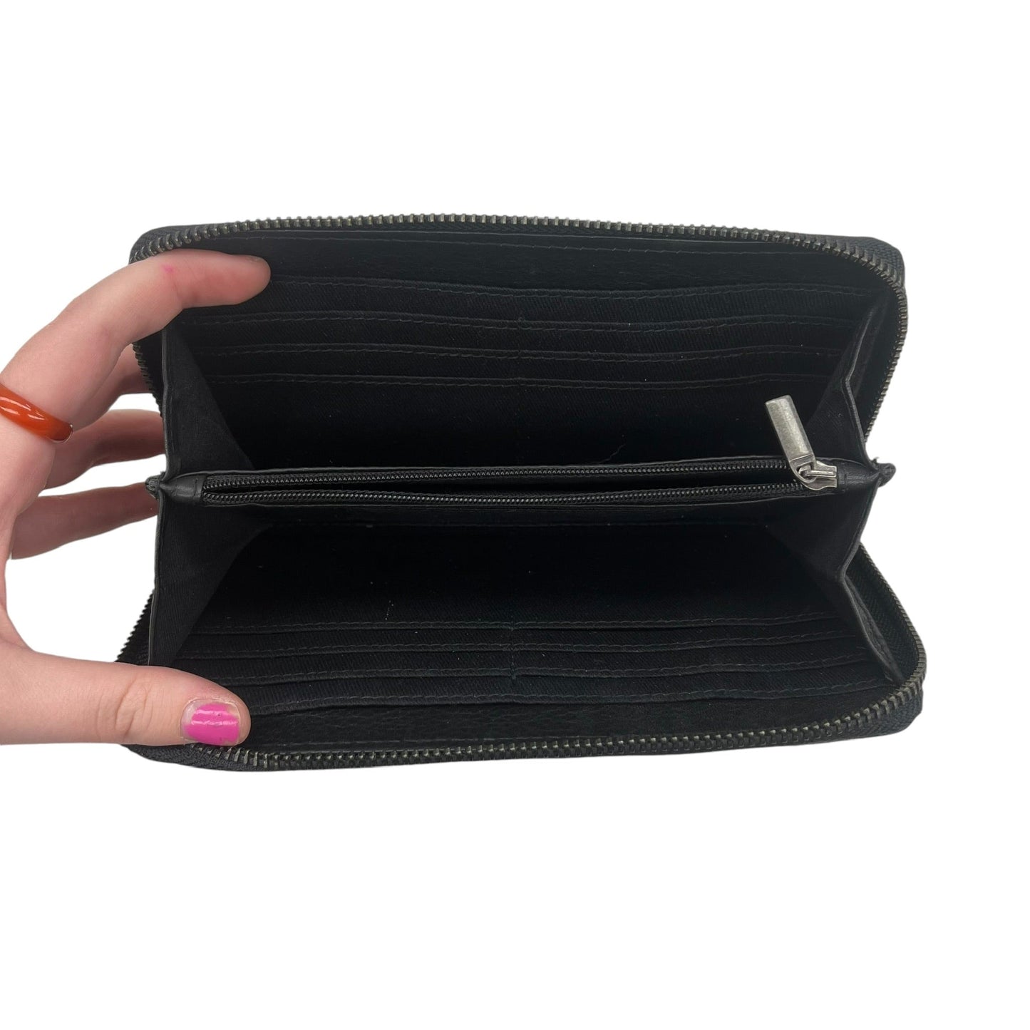 Wallet Leather By Clothes Mentor In Black, Size:Medium