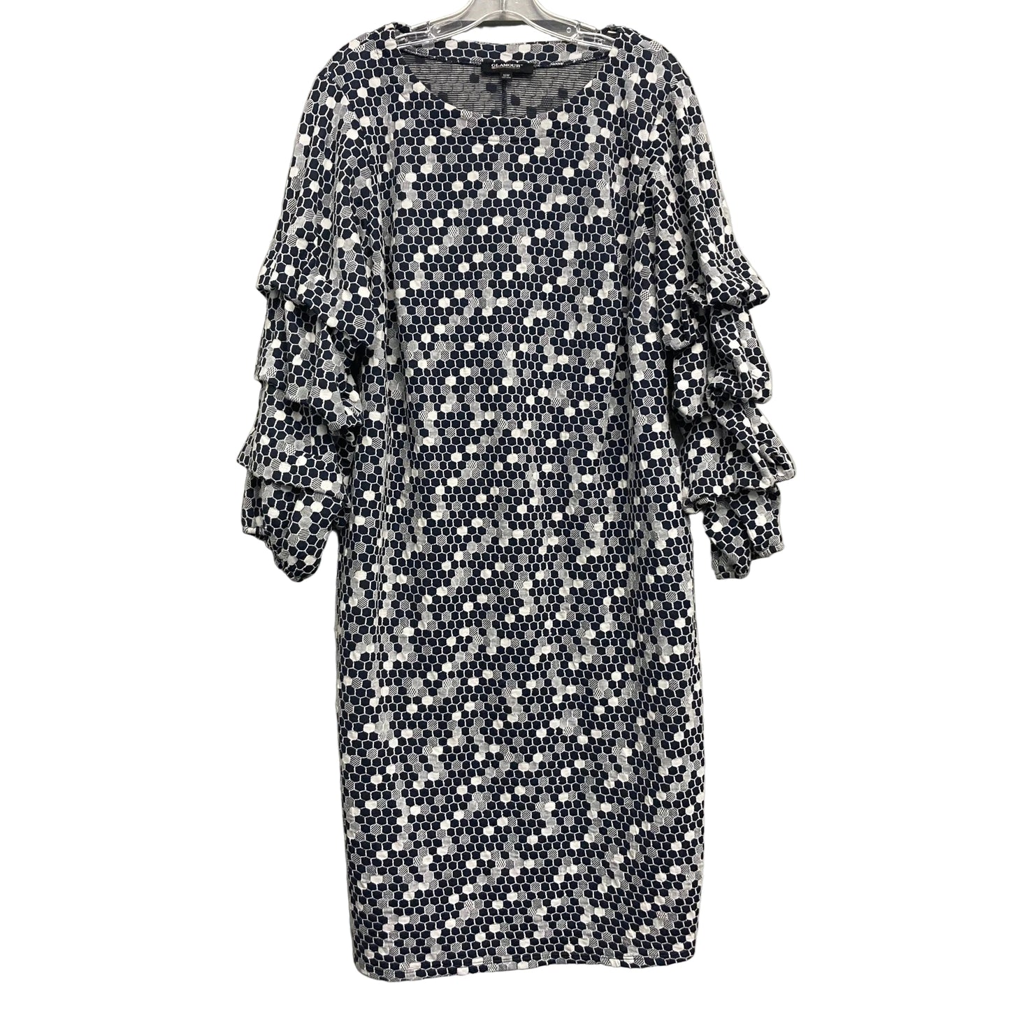 Dress Work By Glamour In Blue & White, Size:Xl