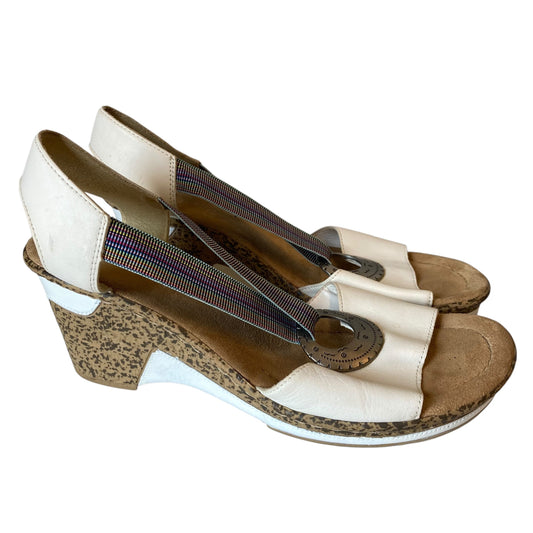 Sandals Heels Wedge By Riekers In Cream, Size:9.5