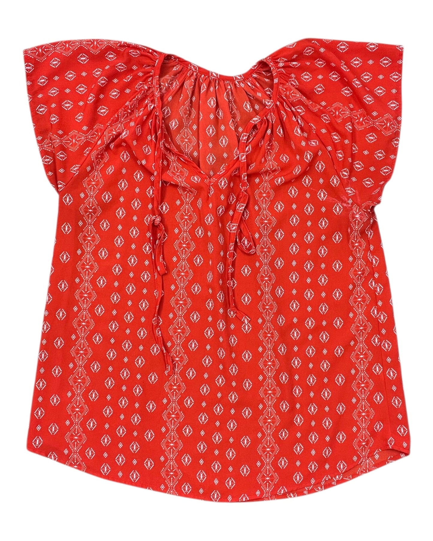 Top Ss By Clothes Mentor In Orange & White, Size:M