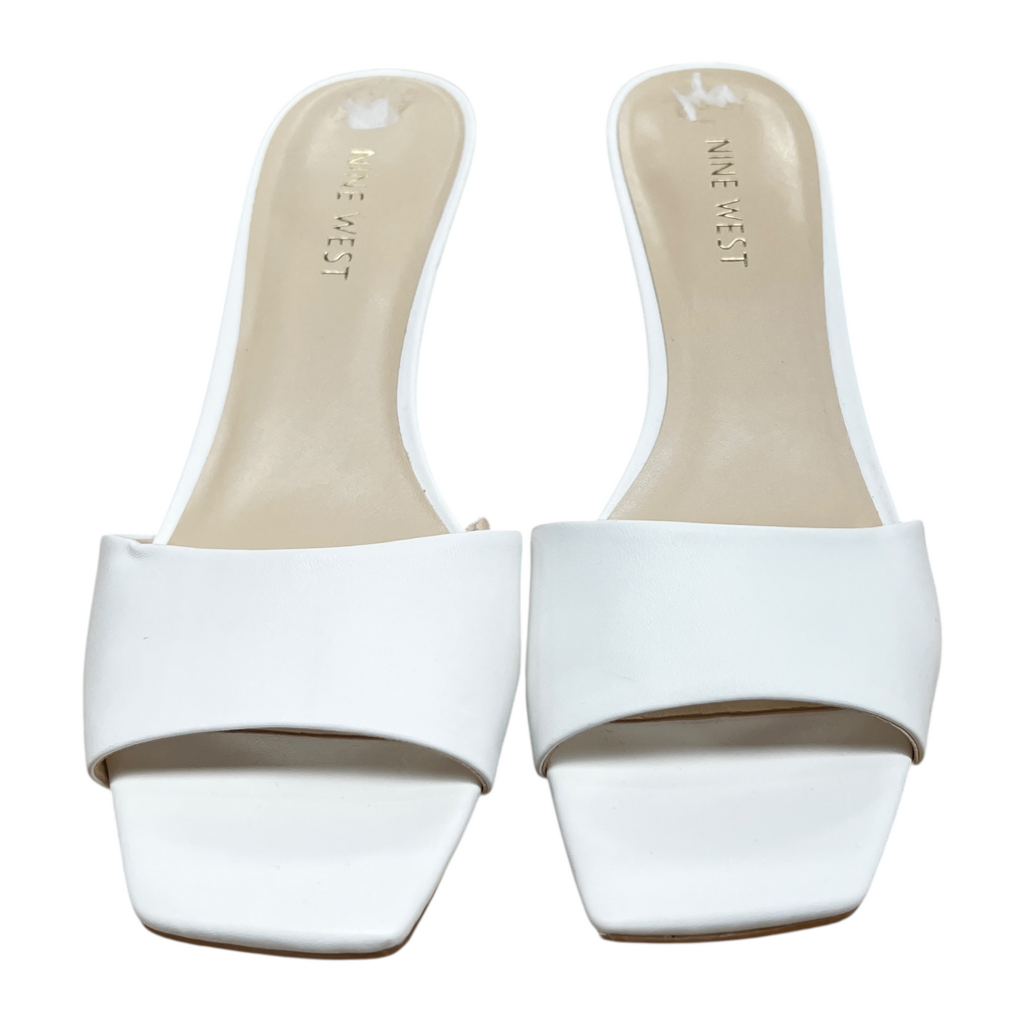 Sandals Heels Block By Nine West In White, Size:8.5