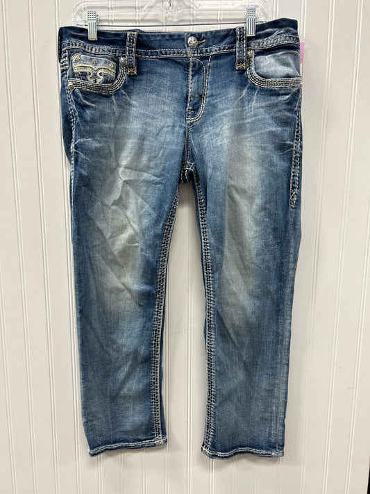 Jeans Cropped By Rock Revival In Blue Denim, Size:12