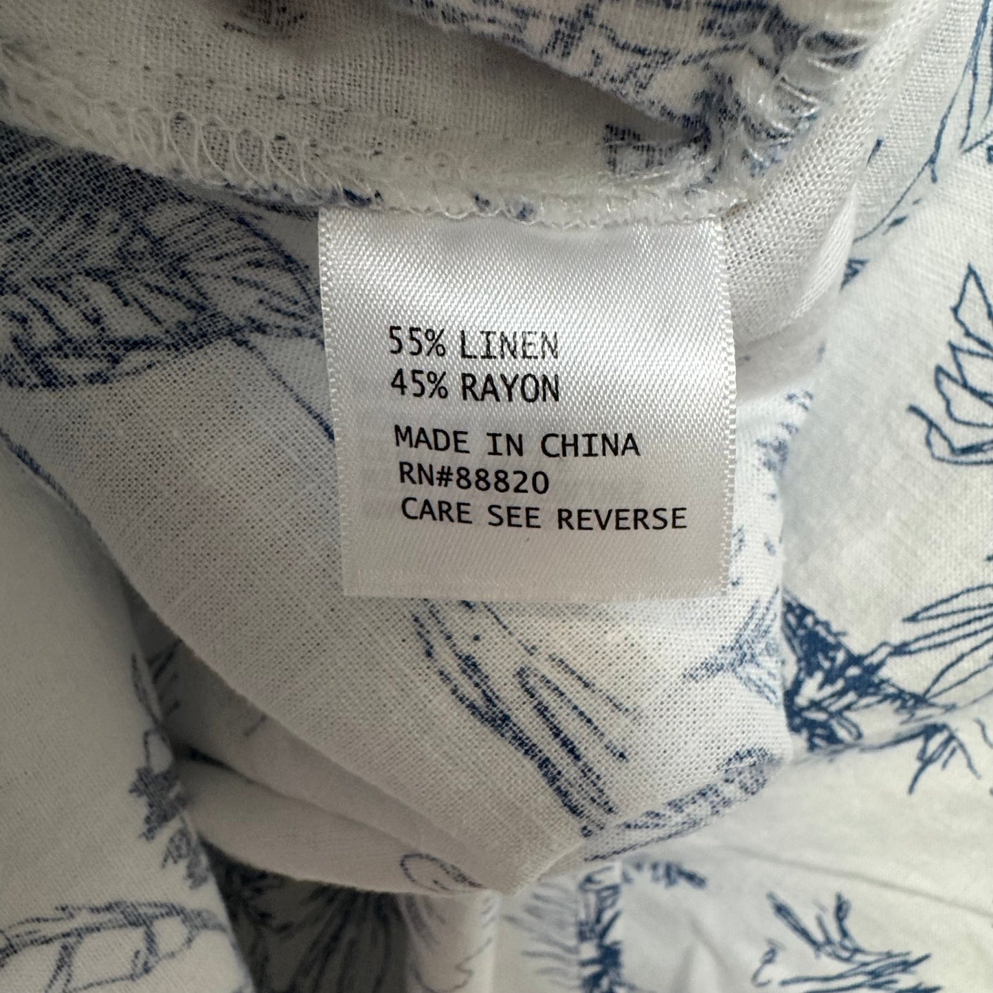 Linen Blend Top Sleeveless By C And C In Blue & White, Size: M