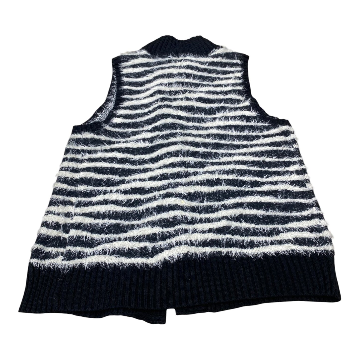 Vest Faux Fur & Sherpa By Chicos In Black & White, Size:M