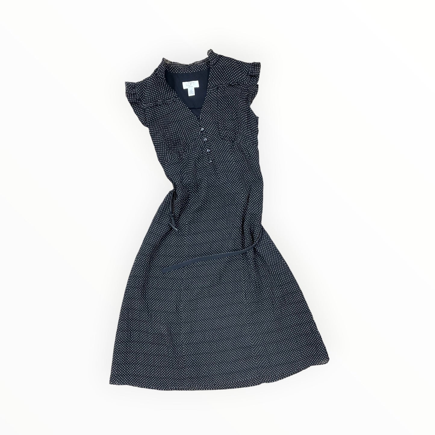 Dress Casual Midi By Loft In Black & White, Size:Xsp