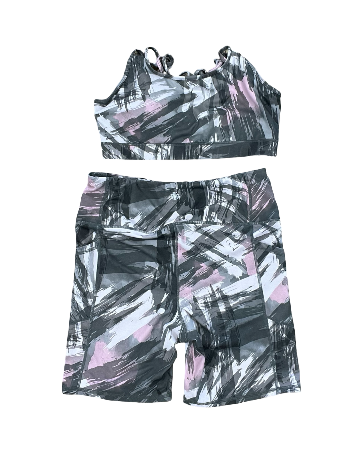 Athletic Shorts 2Pc By Gaiam In Green & Pink, Size:L