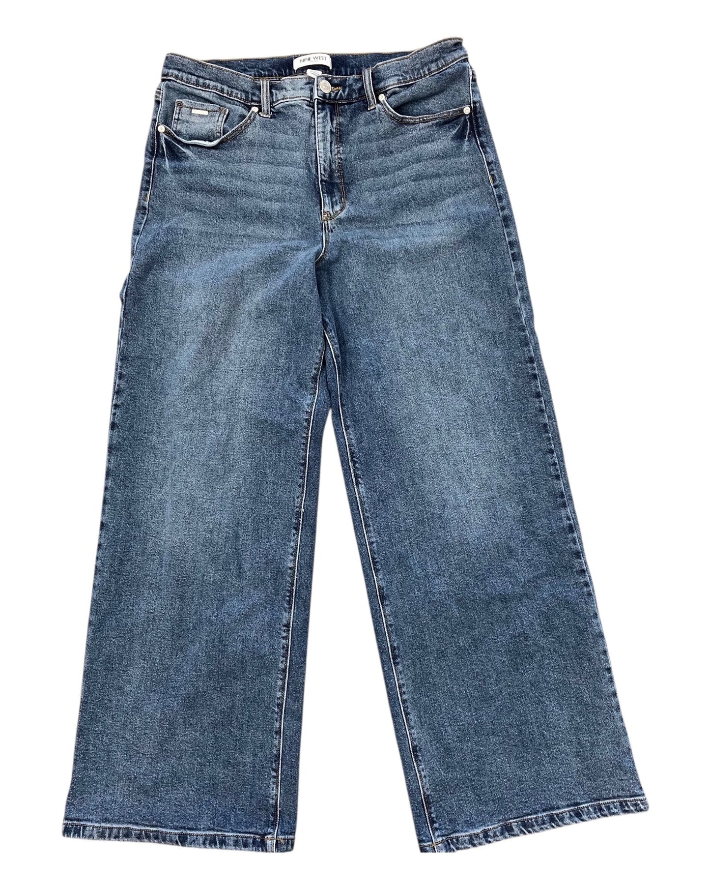 Jeans Wide Leg By Nine West In Blue Denim, Size:12