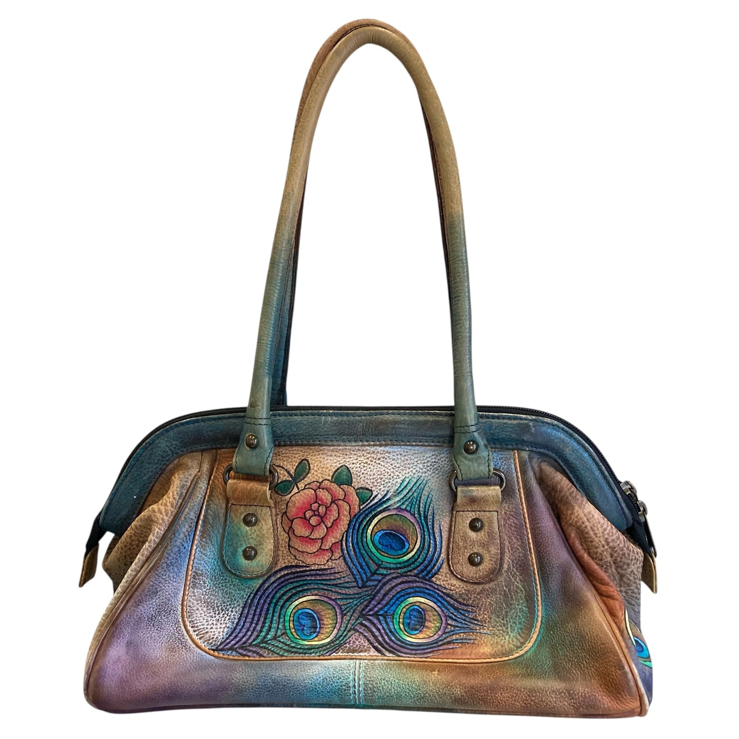 Handbag Leather By Anuschka In Tan, Size:Medium
