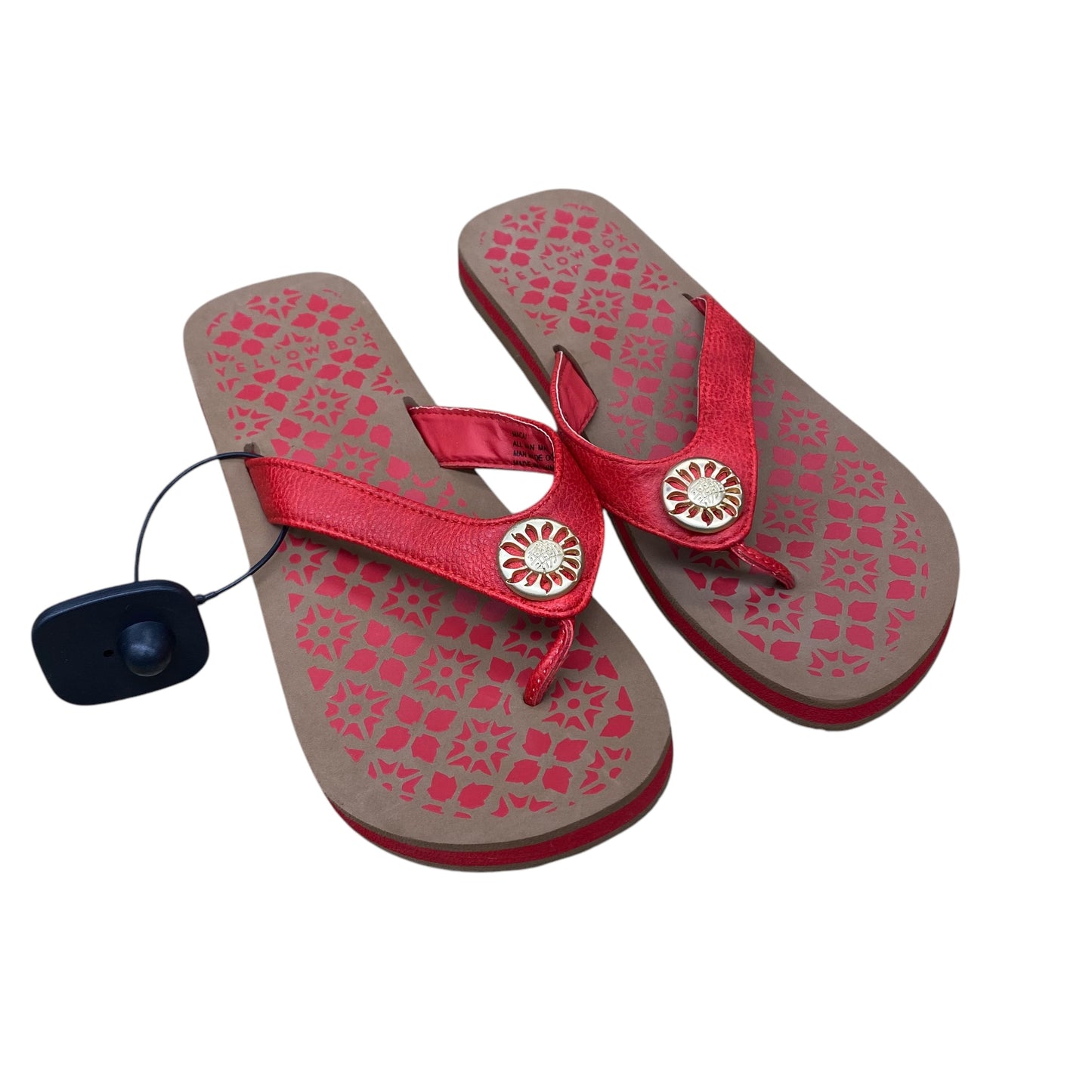 Sandals Flip Flops By Yellow Box In Brown & Red, Size:9