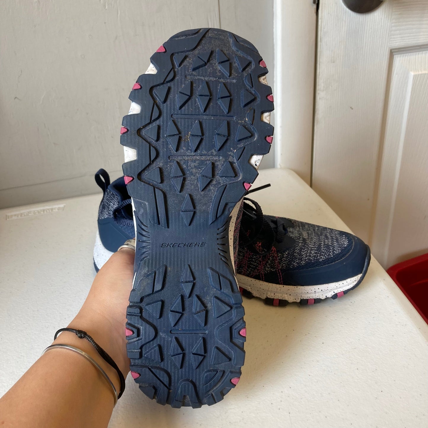 Shoes Athletic By Skechers In Blue & Pink, Size:8.5