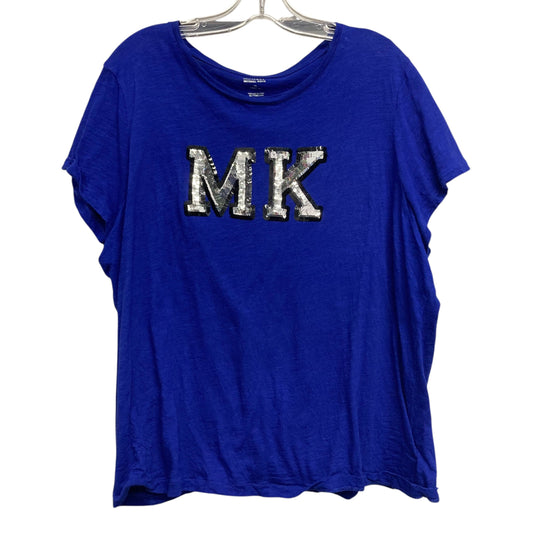 Top Ss By Michael By Michael Kors In Blue & Silver, Size:2X