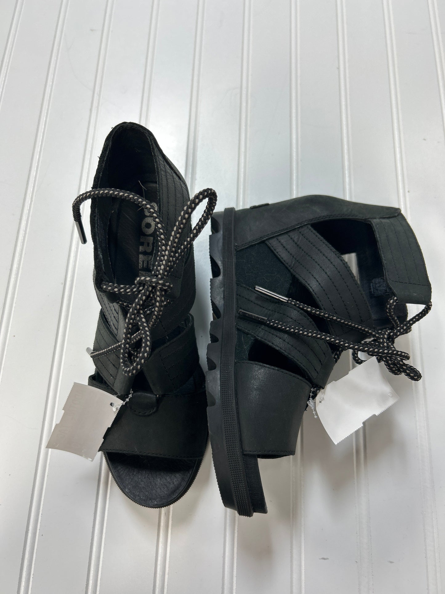 Sandals Heels Wedge By Sorel In Black, Size:8.5