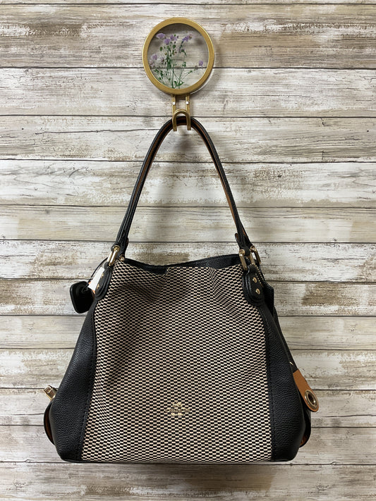 Handbag Designer By Coach In Black & Tan, Size:Medium