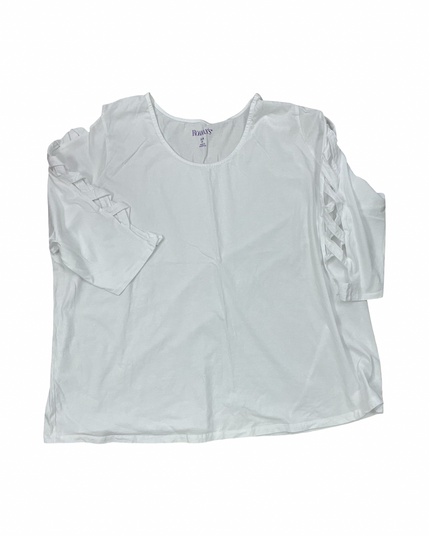 Top 3/4 Sleeve By Romans In White, Size:2X