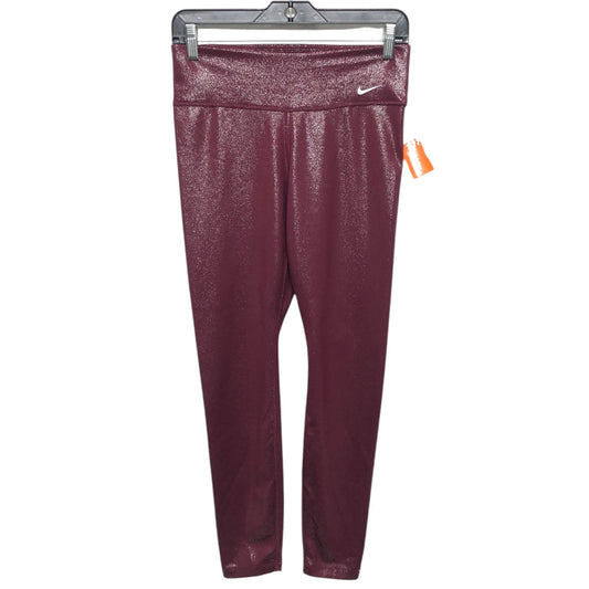 Athletic Leggings By Nike In Maroon, Size:M