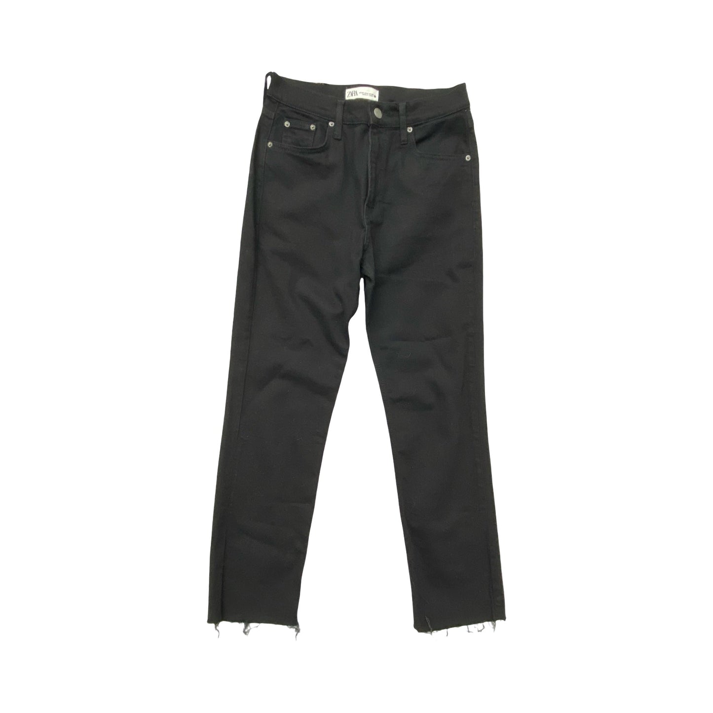 Jeans Straight By Zara In Black Denim, Size:8