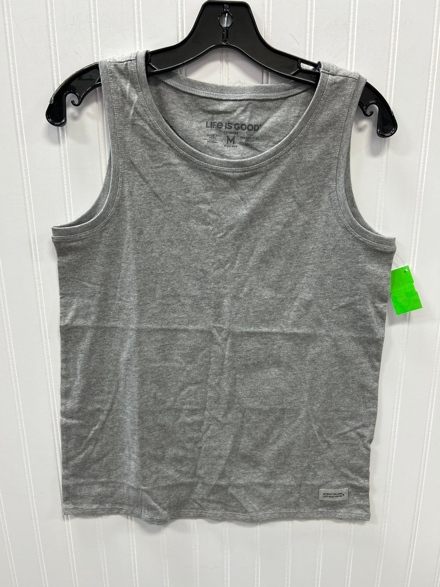 Top Sleeveless By Life Is Good In Grey, Size:M