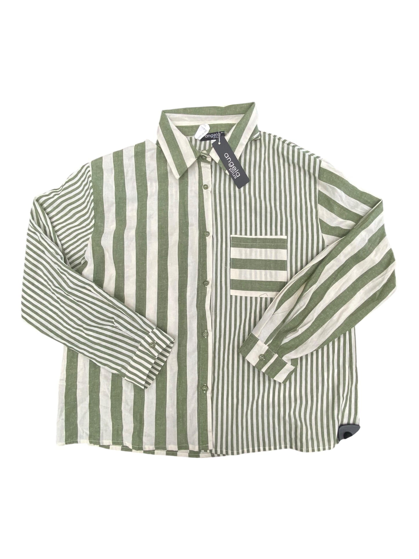 Top Ls By Angela Plus In Striped Pattern, Size:1X